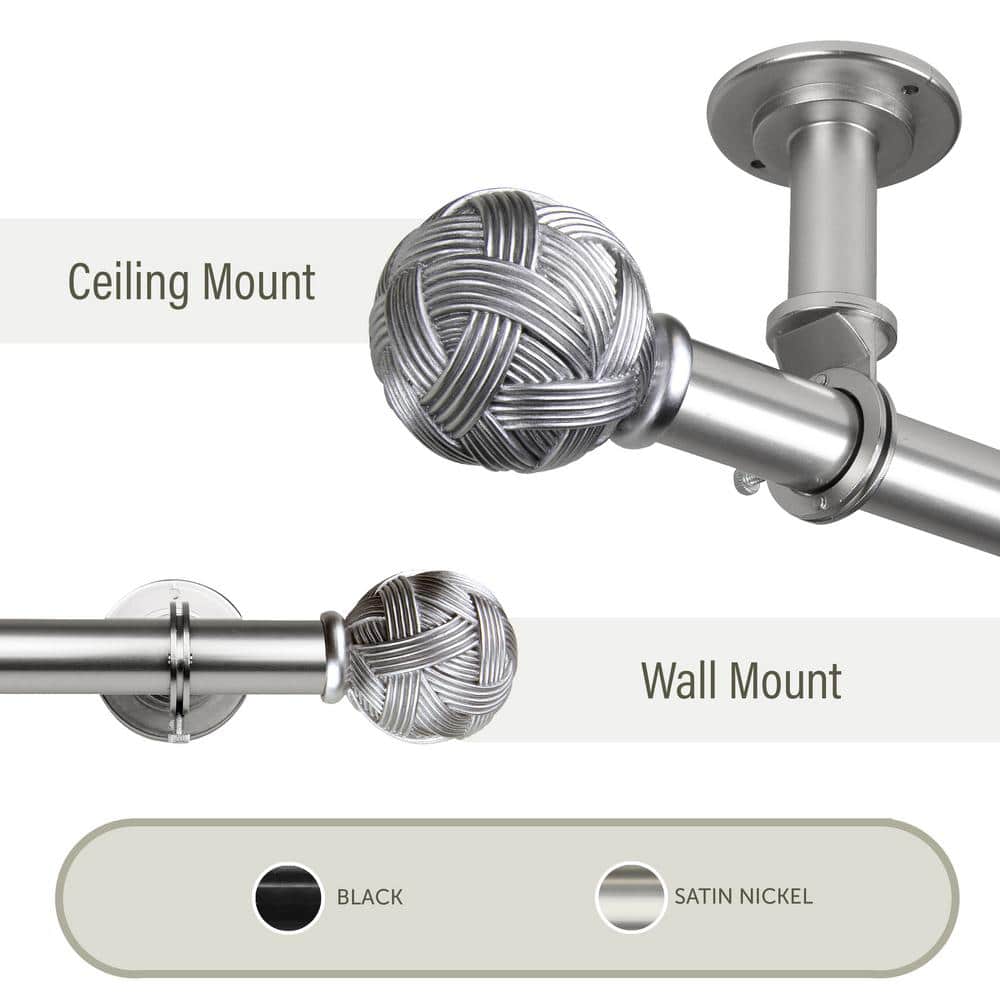 Twine Ceiling 160 in. - 240 in., 1 in. Dia Single Curtain Rod/ Room Divider in Satin Nickel price history on PriceWatchPro