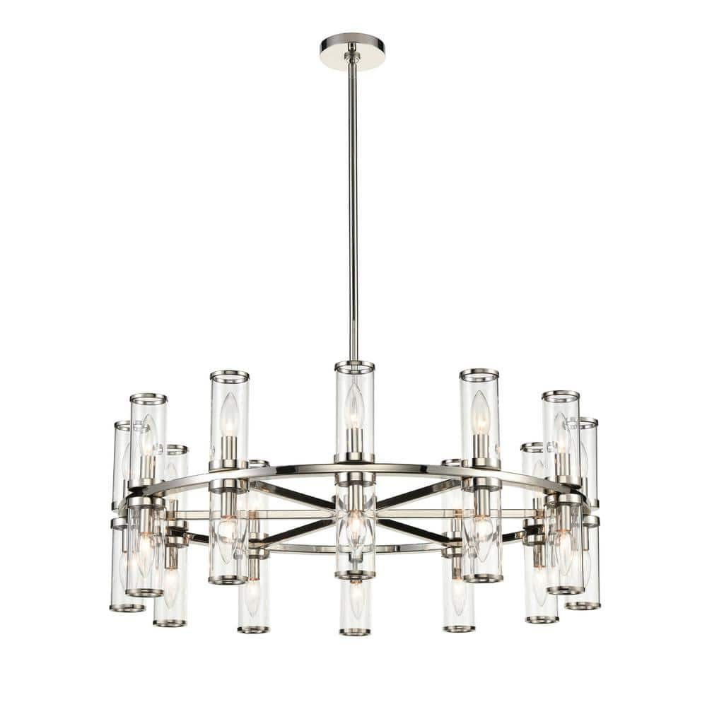 ALORA Revolve 33 in. 24 Light 60-Watt Clear Glass/Polished Nickel ...