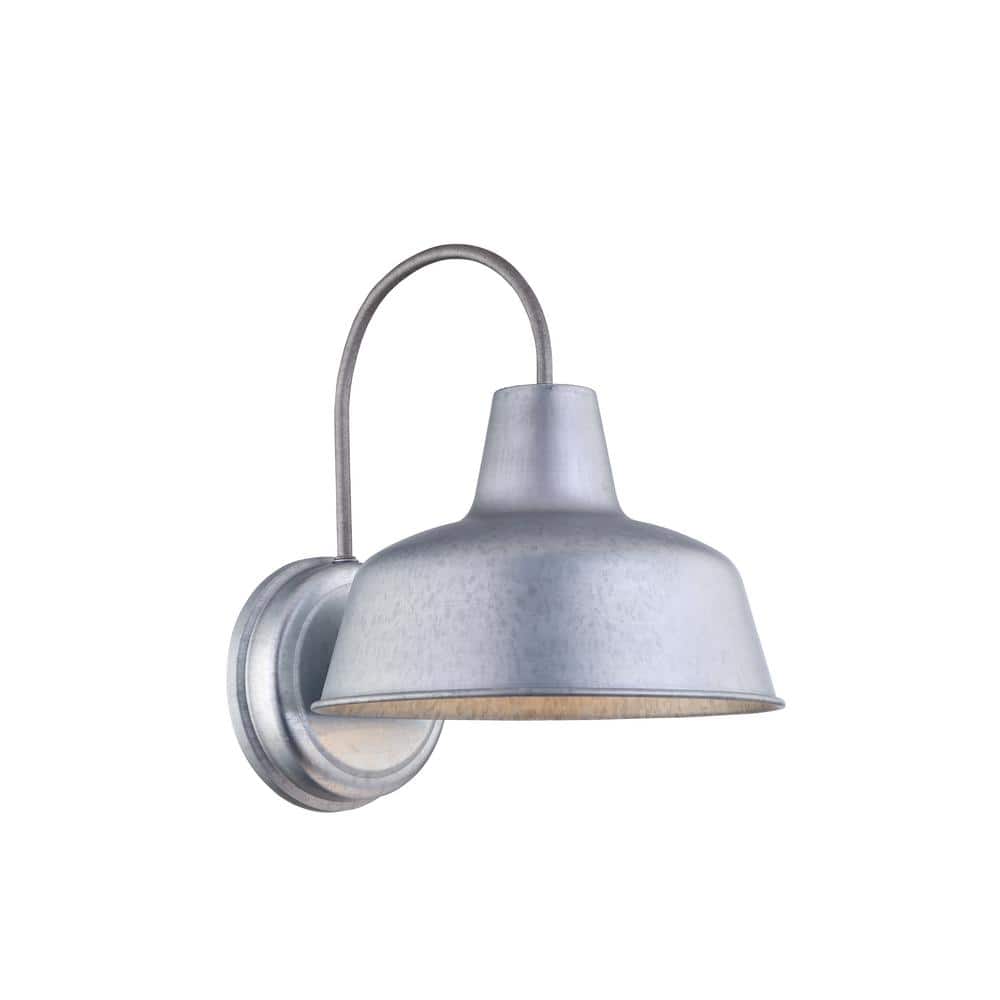 1-Light Silver Galvanized Outdoor Wall Mount Lantern Sconce Barn Light