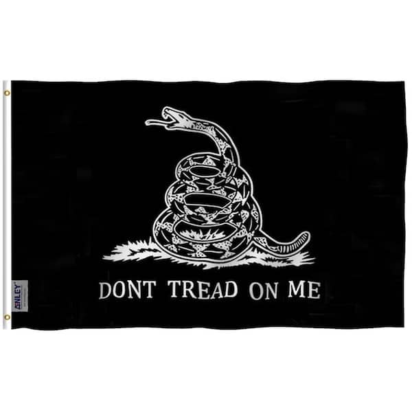 ANLEY Fly Breeze 3 ft. x 5 ft. Polyester Black Don't Tread On Me Gadsden Flag 2-Side Banner with Brass Grommets, Canvas Header