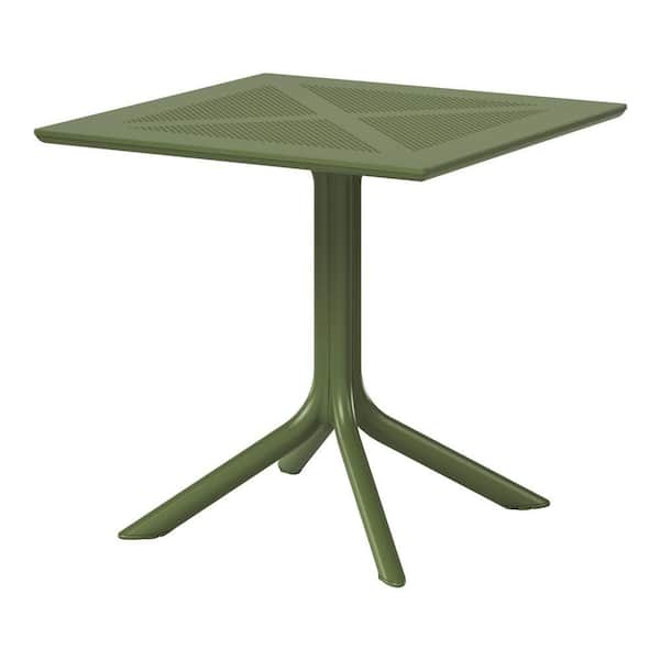 FrondandForm Modern Outdoor Patio Poly Plastic 31.5 in. Square Dining Table in Olive Green