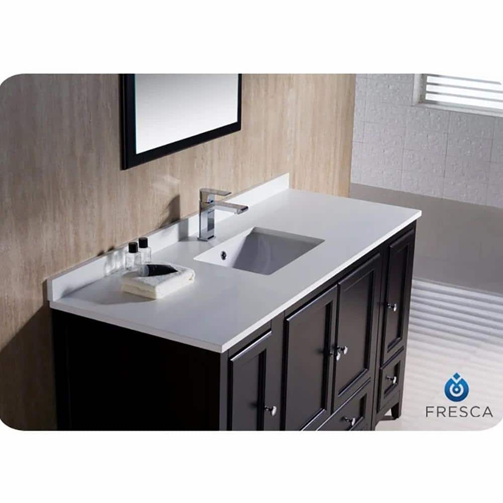 Espresso Oxford 54" Freestanding Bathroom Vanity with Quartz Top
