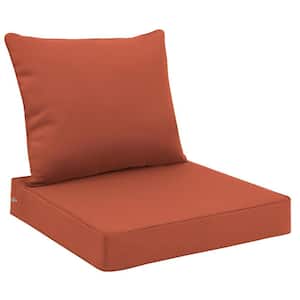 24 in. x 24 in. Replacement Outdoor Sofa Cushion with Removable Cover and Back Cushion, Red