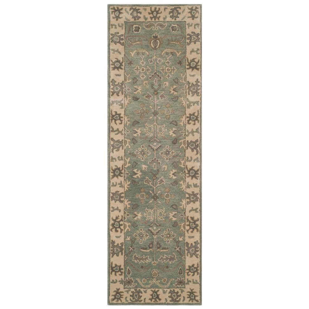 Handmade Slate and Cream Wool Tufted Runner Rug