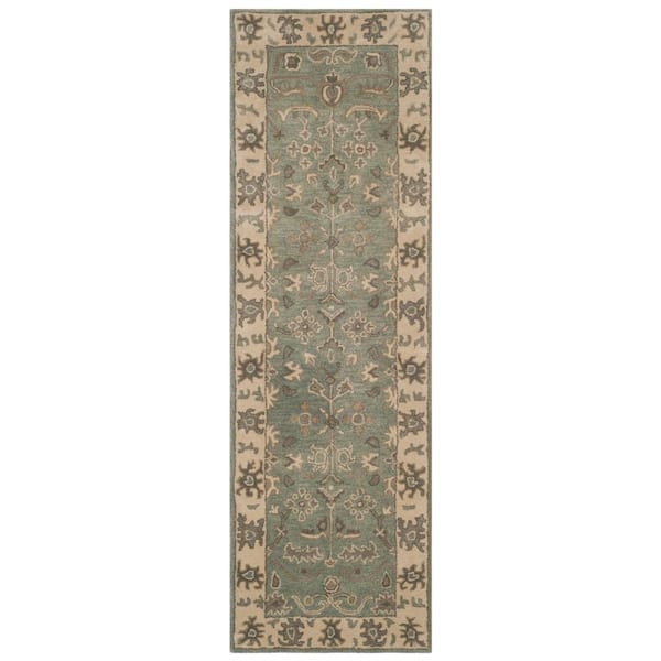 SAFAVIEH Royalty Slate/Cream 2 ft. x 7 ft. Border Runner Rug