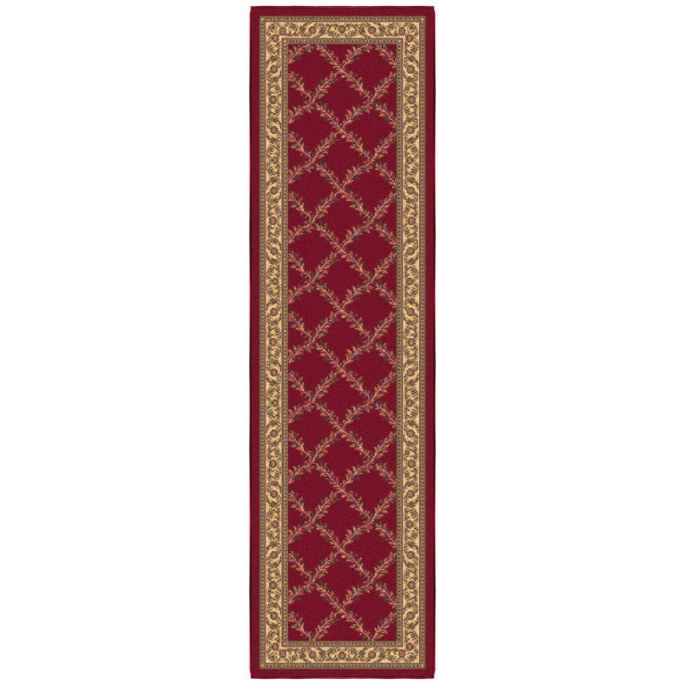 Non-Slip Rubberback Trellis Design 3 x 39 Indoor, 2 ft. 7 in. x 39 ft. Red Runner Rug price history on PriceWatchPro