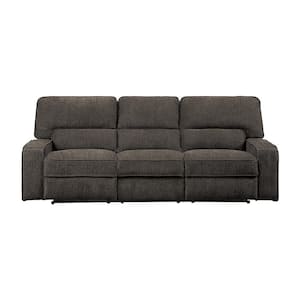 Amite 98.5 in. W Straight Arm Chenille Rectangle Manual Double Reclining Sofa in. Chocolate