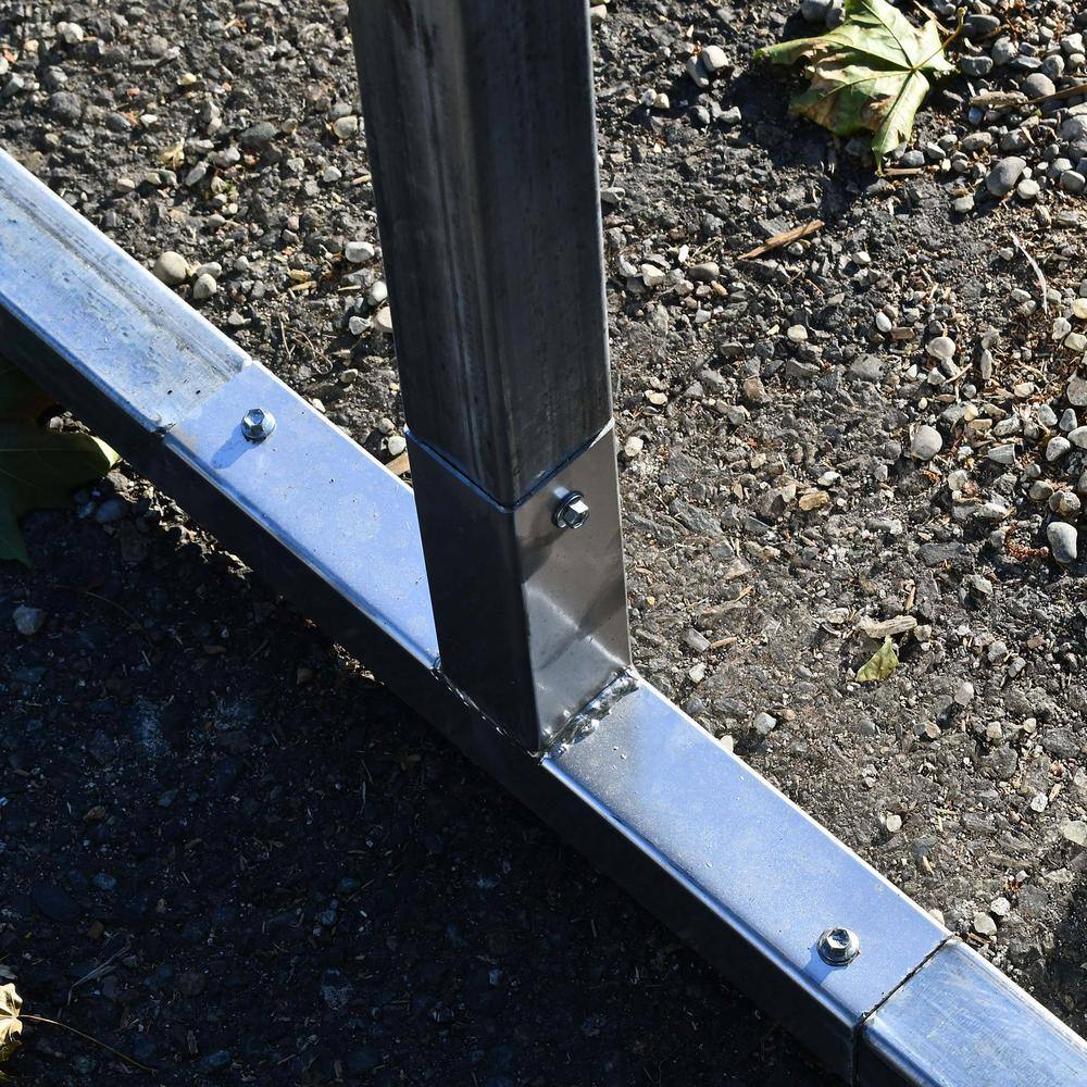Gray Galvanized Steel Carport with Corrugated Roof Panels
