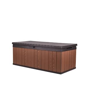 Darwin 100 Gal. Large Resin Deck Box for Patio Garden Furniture, Outdoor Storage Container, Brown