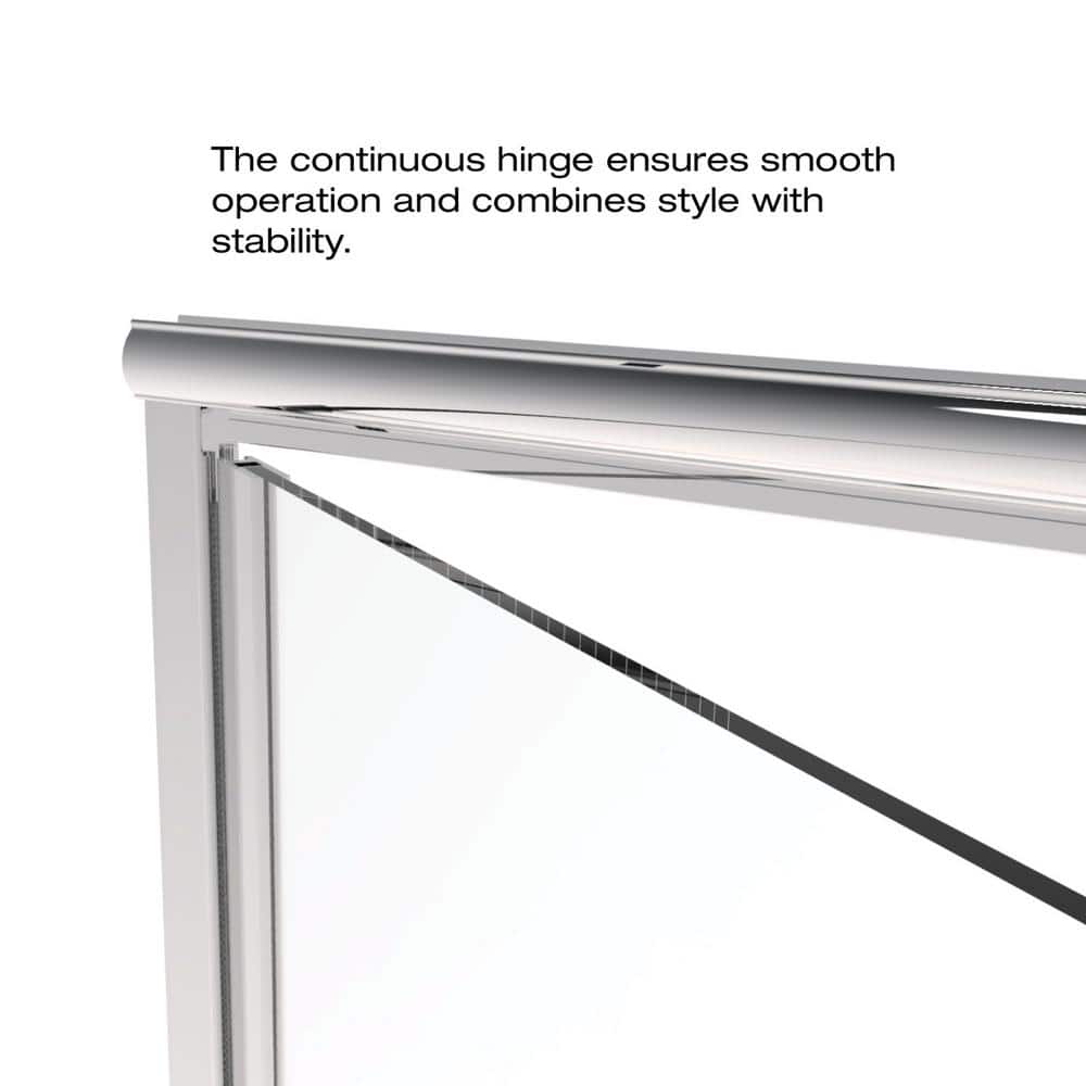 Infinity Chrome Semi-Frameless Hinged Shower Door with Clear Glass