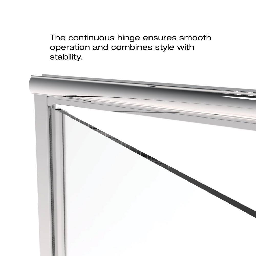 Infinity 58" Chrome Semi-Frameless Hinged Shower Door with Clear Glass