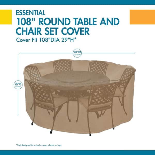 Duck Covers Essential 108 In Round Patio Table And Chair Set Cover Etr108108 The Home Depot Round Patio Table And Chair Set Cover, 108 In Round Patio Table And Chair Set Cover