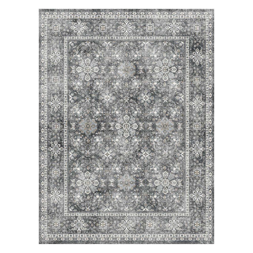Area Rug, 8 x 10 ft. Washable Non-Slip Tear-Resistant Soft Carpet, Pet-Friendly Vintage Indoor Rug, Gray, 2025 Update price history on PriceWatchPro