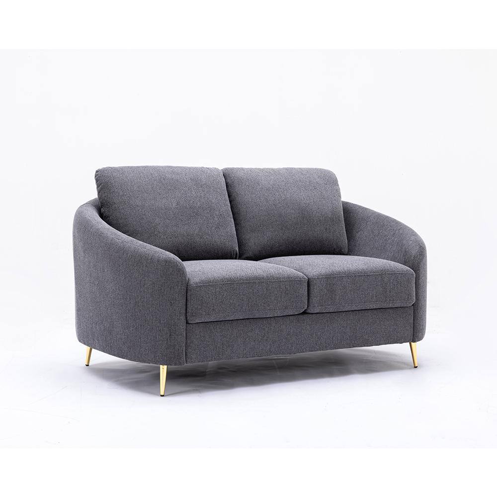Yuina 60'' Gray Linen Loveseat with Sloped Arms