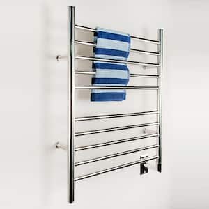 Radiant Straight 10-Bar Hardwired Electric Towel Warmer in Polished Stainless Steel