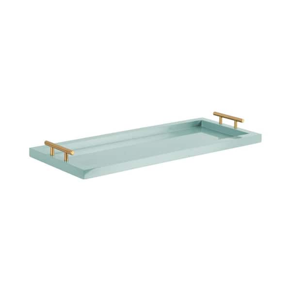 Halsey Blue Rectangle Wooden 24 in. Decorative Tray