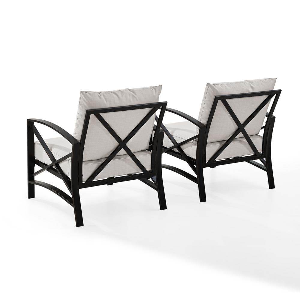 Kaplan Outdoor Steel Chairs with Oatmeal Cushions, 2-Piece Set