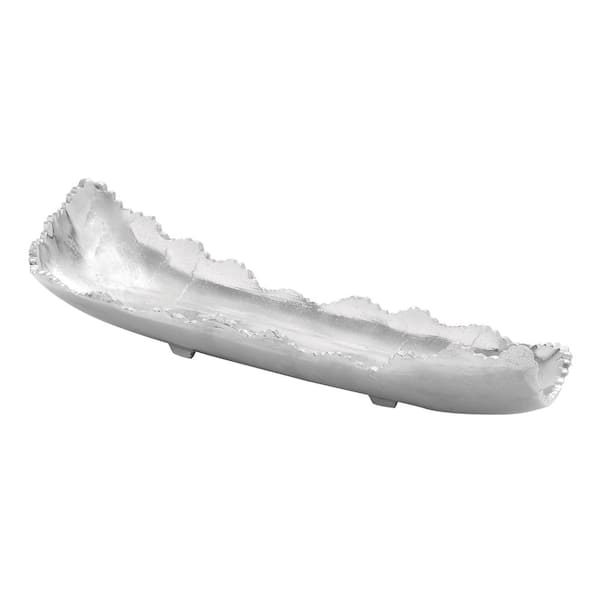 Litton Lane Silver Aluminum Live Edge Decorative Tray