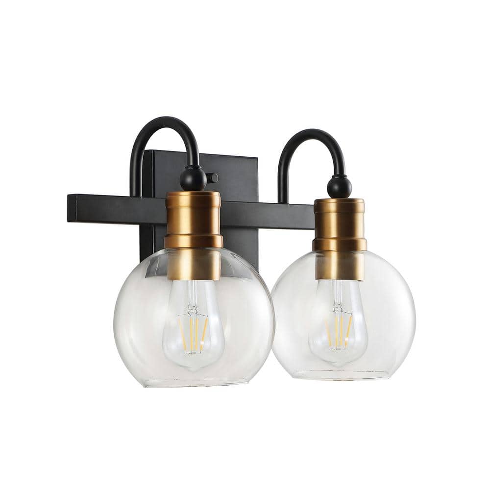 Marais 14.5" Black and Brass Iron Bathroom Vanity Light