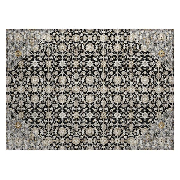 Chantille Machine Washable Indoor/Outdoor Abstract ACN3046 Black 2 ft. x 3 ft. Accent Rug