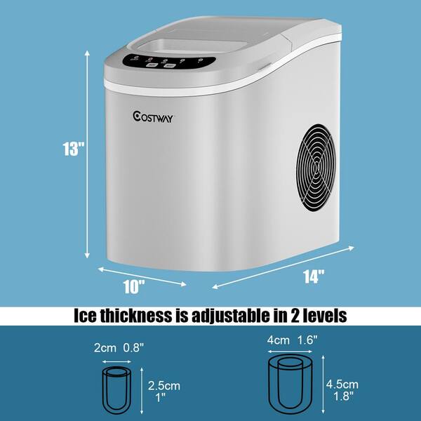 Costway Portable Compact Electric Ice Maker Machine Mini Cube 26lbs/day Sliver