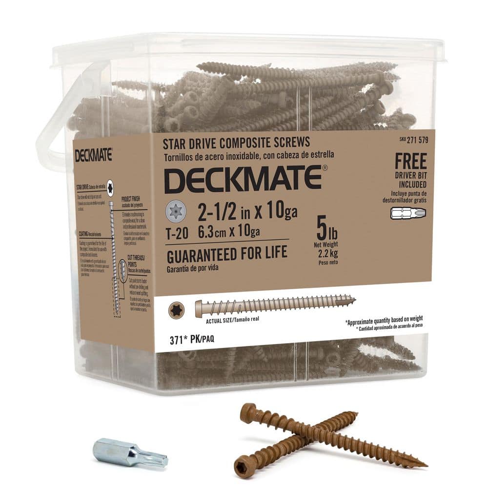 DECKMATE #10 x 2-1/2 in. Brown Pan-Head Composite Deck Screws (5