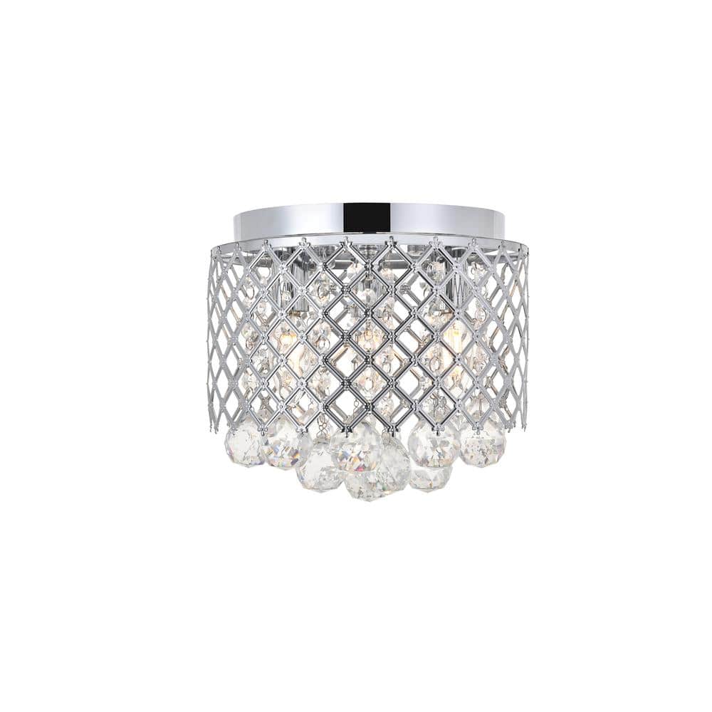 Timless Home 10 in. 3-Light Midcentury Modern/School House Chrome And Clear