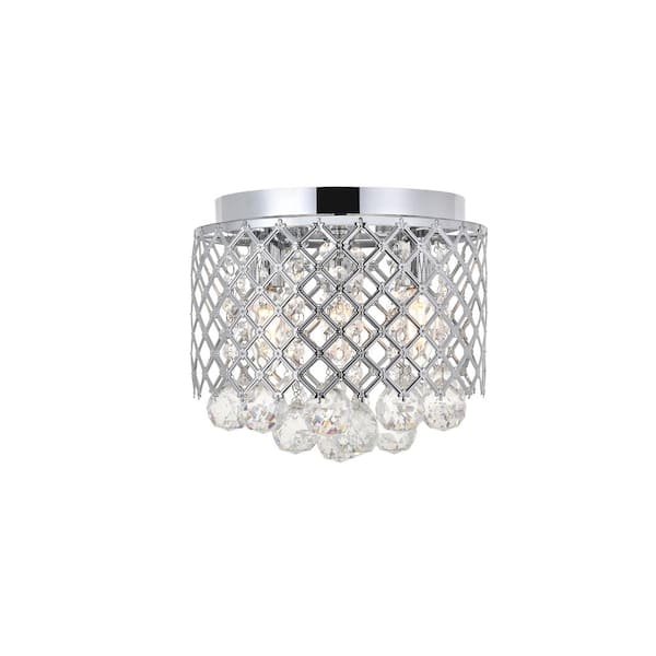 Unbranded Timless Home 10 in. 3-Light Midcentury Modern/School House Chrome And Clear Flush Mount with No Bulbs Included
