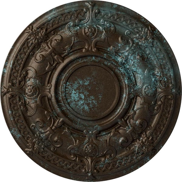 Ekena Millwork 1-3/8" x 33-7/8" x 33-7/8" Polyurethane Dauphine Ceiling Medallion, Bronze Blue Patina