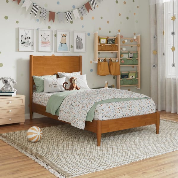 AFI Pasadena Light Toffee Natural Bronze Solid Wood Frame Twin Low Profile Platform Bed