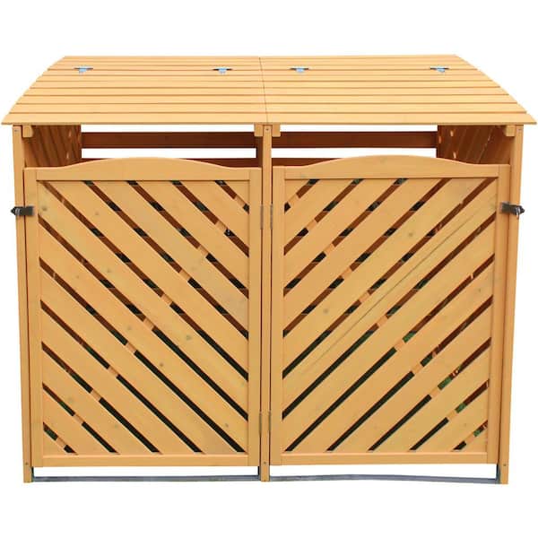 Hanover 3 ft. x 4.9 ft. x 4 ft. Wooden Trash and Recyclables Bin Storage Shed