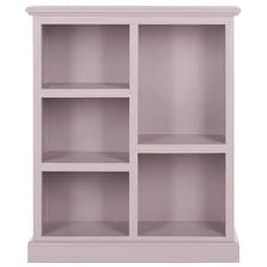 30.1 in. Quartz Gray Wood 5-shelf Etagere Bookcase with Storage
