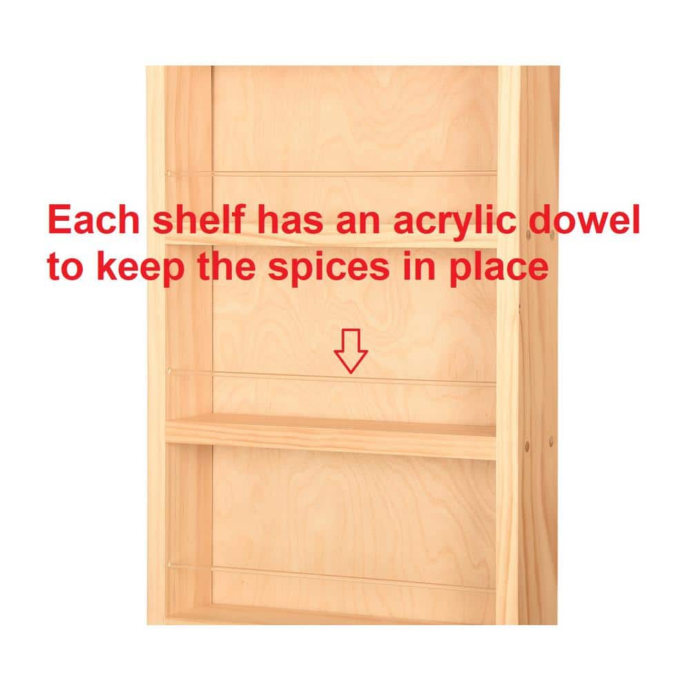 Unfinished Solid Pine Wall-Mounted Spice Rack 55" x 14"