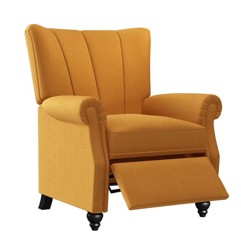 ProLounger Mustard Yellow Linen Pushback ChannelTufted 3Position
