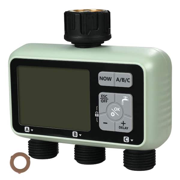 Water Timer 3-Outlets, Hose Watering Sprinkler Timer, with 3 Independent Watering Zone Irrigation Controller LCD Display
