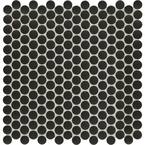 Penny Round Nero 12.32 in. x 11.38 in. x 6 mm Matte Porcelain Mosaic Tile (14.4 sq. ft. / case)