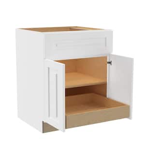 Grayson Pacific White Painted Plywood Shaker Assembled Base Kitchen Cabinet 1 ROT Sft Cls 27 in W x 24 in D x 34.5 in H
