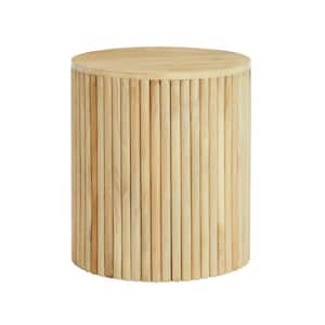 Cranford 16 in. Round Modern Fluted Solid Wood Pedestal End Table
