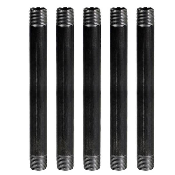 The Plumber's Choice 1/2 in. x 18 in. Black Steel Pipe (5-Pack)