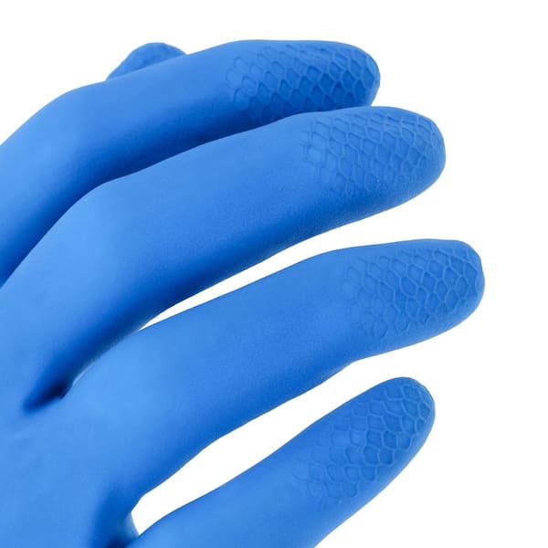 Yellow and Blue 11 mil L/XL Reusable Latex Kitchen and Bath Gloves (2-Pair)