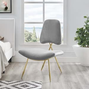 Ponder Upholstered Velvet Lounge Chair in Gray