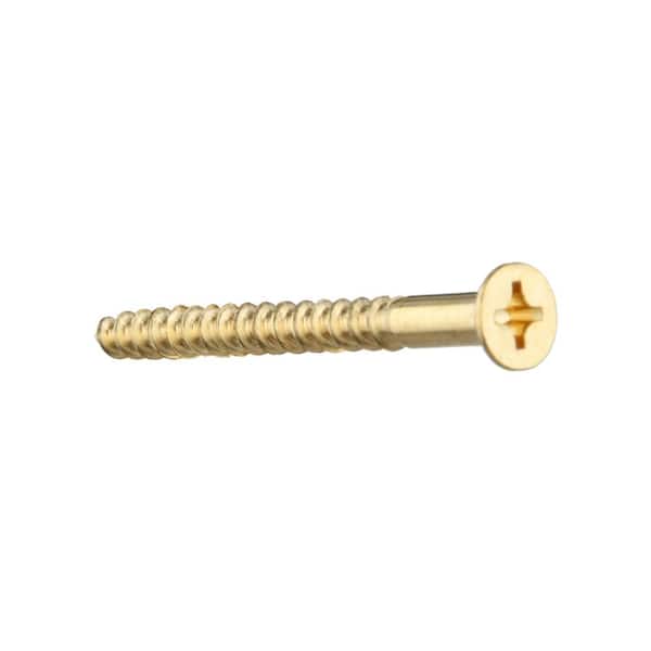 #8 x 2 in. Brass Phillips Flat Head Wood Screw (2-Pack)