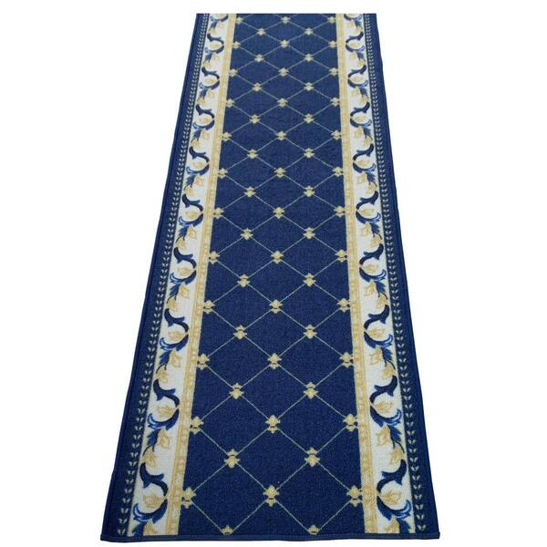 Trellis French Blue 26 in. W x 7 ft. L Runner Rug/Stair Runner 15.4 sq. ft.
