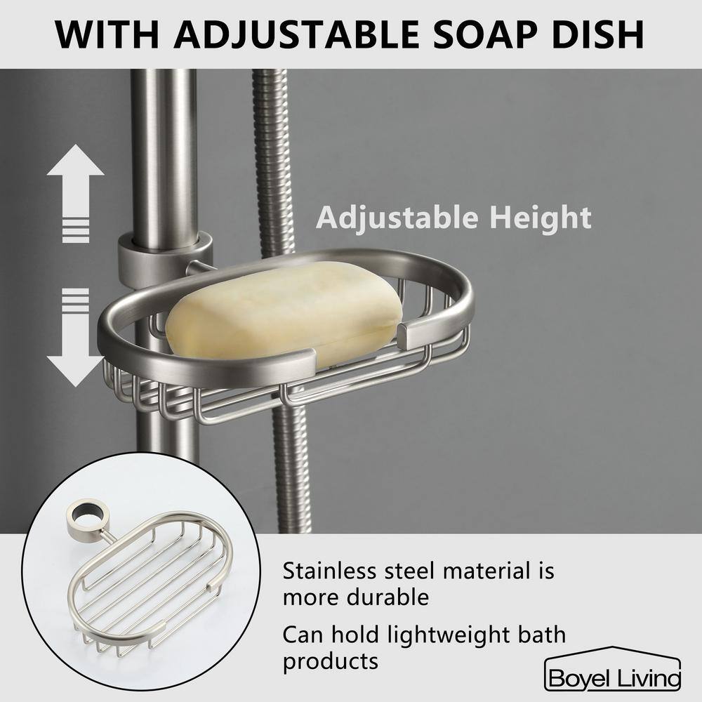 Brushed Nickel Dual Head Wall Mounted Rain Shower System