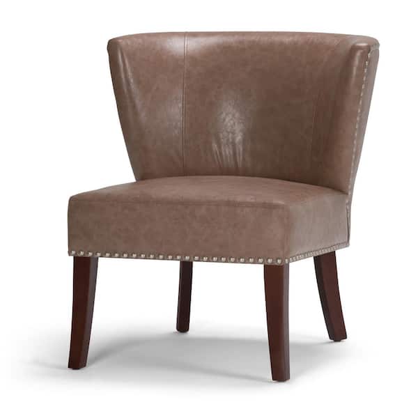 Simpli Home Jamestown Dark Taupe Bonded Leather Accent Chair