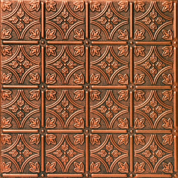 Emmas Flowers Antique Copper 1.6 ft. x 1.6 ft. Decorative Foam Glue Up Ceiling Tile (259.2 sq. ft. /case)