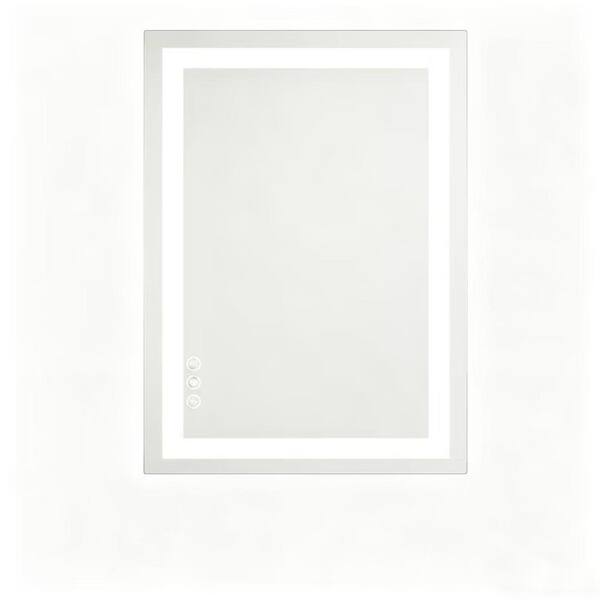 28 in. W x 36 in. H Anti-Fog Dimmable Dual LED Rectangle Frameless Bathroom Mirror
