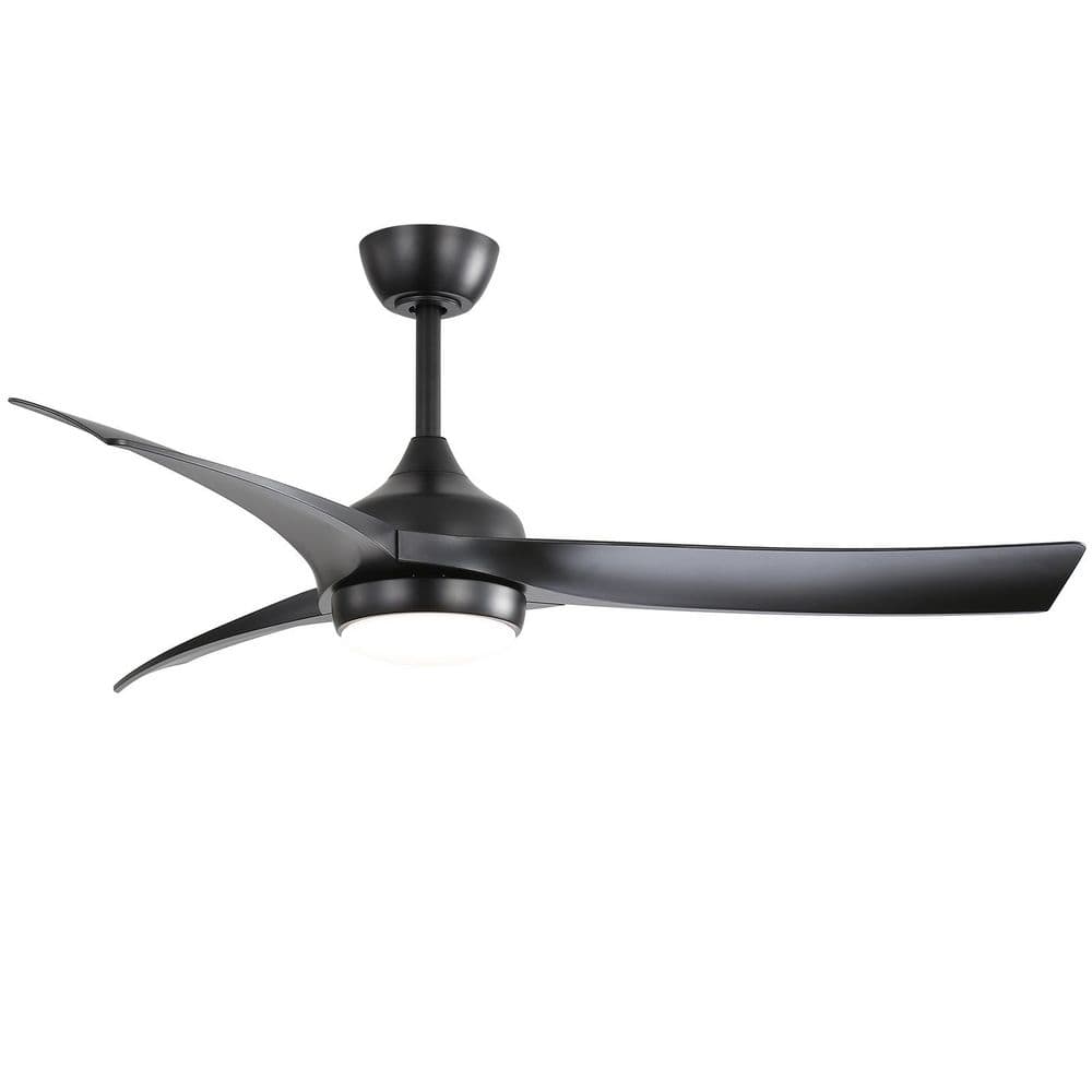 52 in. Indoor/Outdoor Modern Integrated LED Black Ceiling Fan with Light Kit and Remote, Reversible DC Motor Included price history on PriceWatchPro