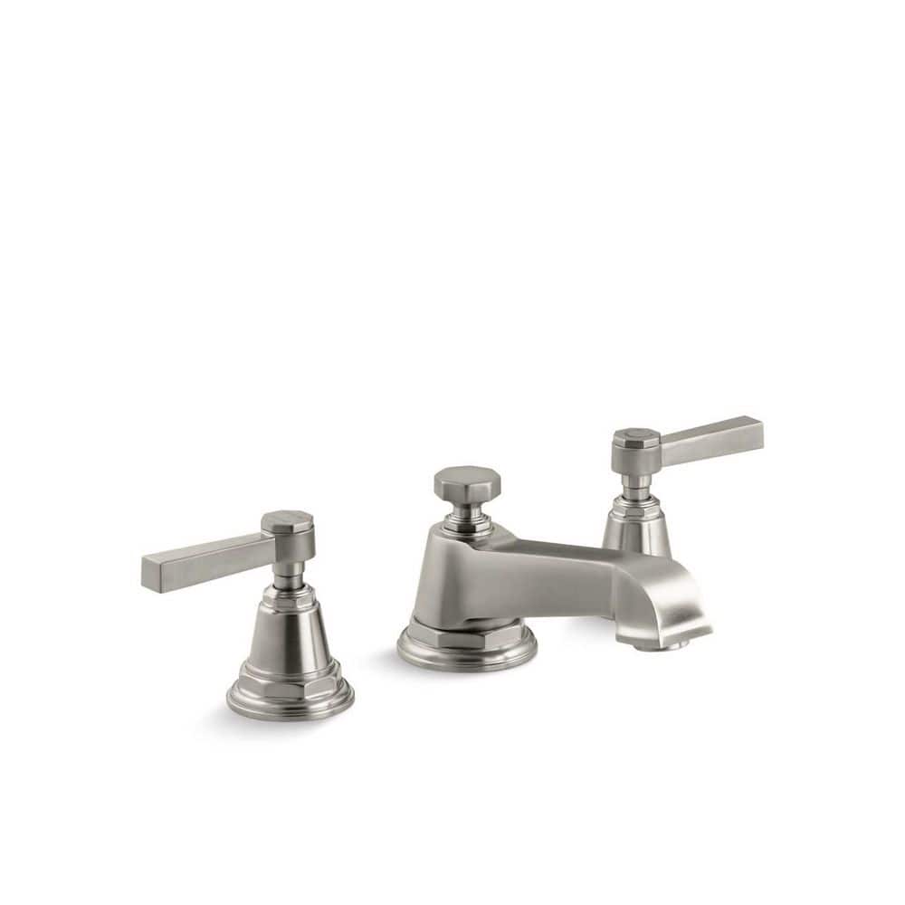 Pinstripe 8 in. Widespread 2 Handle Bathroom Sink Faucet with Drain and Adjustable Flow Rate in Vibrant Brushed Nickel price history on PriceWatchPro