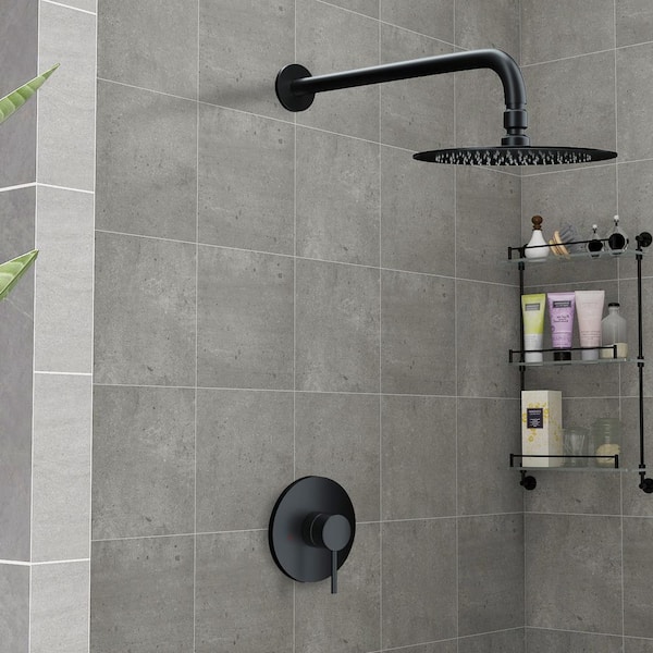 Single-Handle 1-Spray Shower Faucet 1.5 GPM with Pressure Balance in Matte Black (Valve Included)
